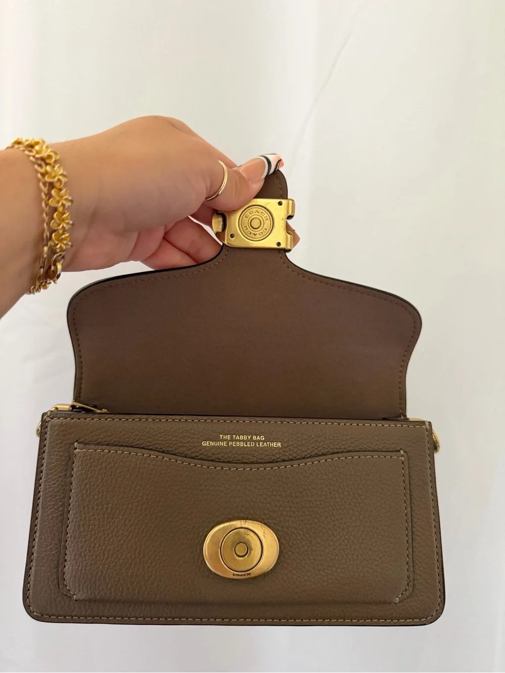 Coach Brown Pebble Leather Shoulder Bag with Gold 'C' Hardware